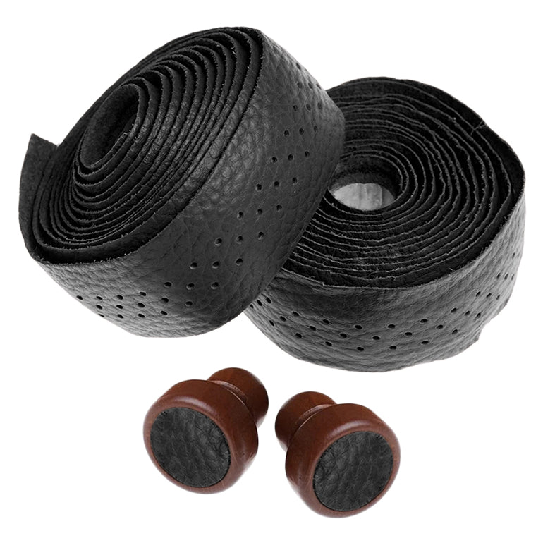 Black Genuine Leather Bicycle Handlebar Tape