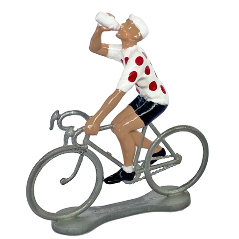 Miniature Polka Dot Drinking Cyclist Model