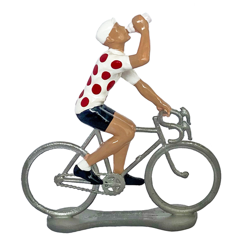 Miniature Polka Dot Drinking Cyclist Model