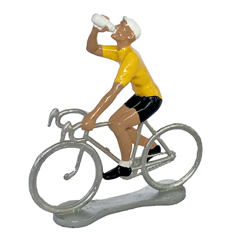 Miniature Yellow Jersey Drinking Cyclist Model