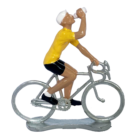 Miniature Yellow Jersey Drinking Cyclist Model