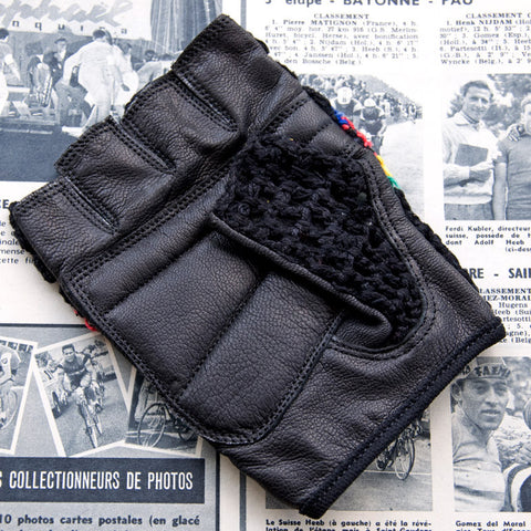 World Champion Black Leather Cycling Gloves